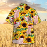 Joycorners Sunflower Pig All Printed 3D Hawaiian Shirt
