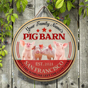 Joycorners Pig Live Like Someone Left The Gate Open Custom Happy Halloween Wooden Sign