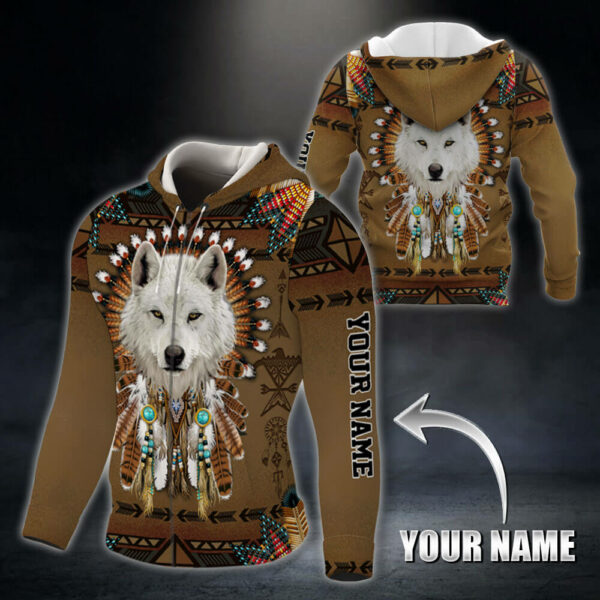 Joycorners Custom Name Native American White Wolf All Over Printed 3D Shirts