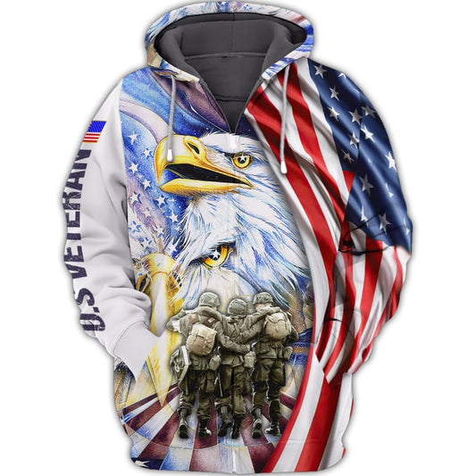 Joycorners U.S Veteran  - Eagle And Soldiers U.S.A Flag All Over Printed 3D Shirts