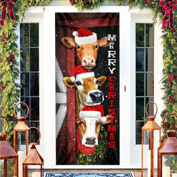Joycorners Cattle Cow Merry Christmas Door Cover