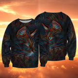 Joycorners Blue And Orange Cat Side Face All Over Printed 3D Shirts