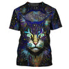 Joycorners Mysterious Blue Abstract Art Cat Face All Over Printed 3D Shirts