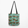 Joycorners Red Angus cattle Floral Pattern Cyan All Over Printed 3D Tote Bag