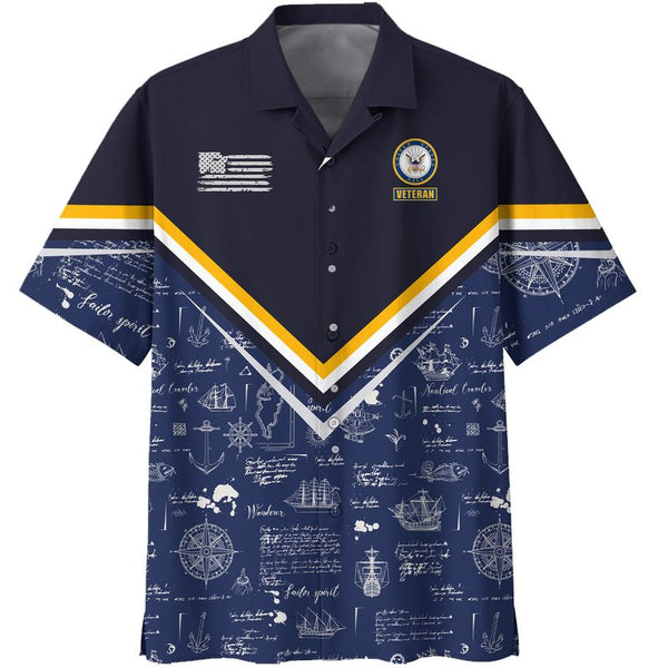 Joycorners United States Veteran U.S Navy Symbols Blue All Over Printed 3D Shirts