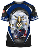 Joycorners United States Veteran U.S Navy Prideful Eagles Blue All Over Printed 3D Shirts