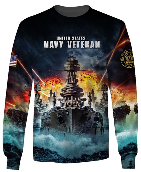 Joycorners United States Veteran U.S Navy Battle Ships War On The Night Sea All Over Printed 3D Shirts