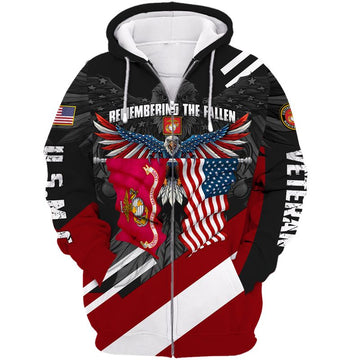 Joycorners U.S.M.C Veteran Remembering The Fallen American Eagle All Over Printed 3D Shirts