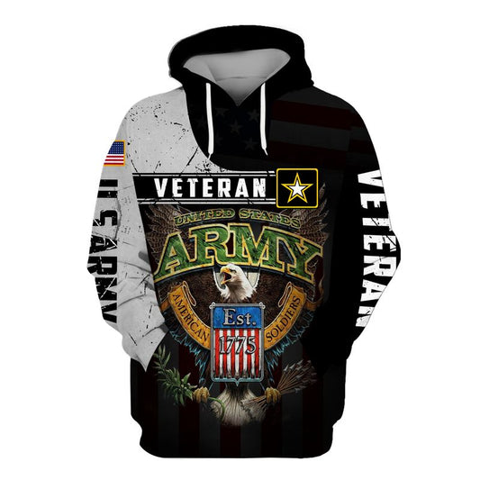 Joycorners United States Veteran U.S Army Prideful Flying Eagle Est. 1775 American Soldiers All Over Printed 3D Shirts