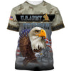 Joycorners United States Veteran U.S Army Soldier On The Beach In Thunder Storm Flying Eagle All Over Printed 3D Shirts