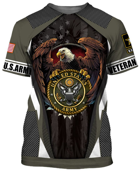 Joycorners United States Veteran U.S Army Prideful And Proud Eagle All Over Printed 3D Shirts