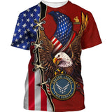 Joycorners U.S.A.F Veteran Honor The Fallen Eagle U.S Flag Red 3D All Over Printed Shirts