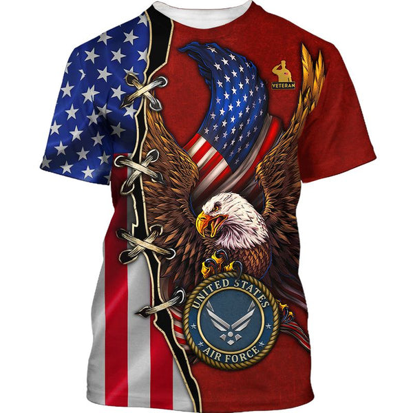 Joycorners U.S.A.F Veteran Honor The Fallen Eagle U.S Flag Red 3D All Over Printed Shirts