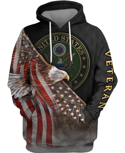 Joycorners United States Veteran U.S Army U.S Flying Proud Eagle All Over Printed 3D Shirts