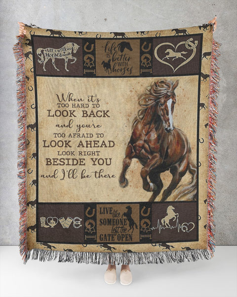 Joycorners Look Ahead Horse All Over Printed 3D Woven Blanket