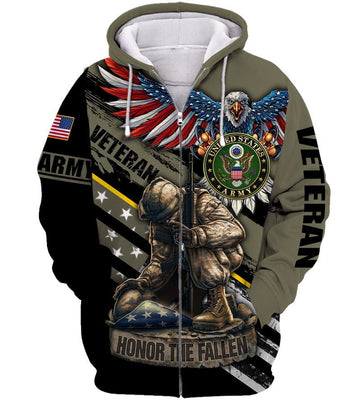 Joycorners United States Veteran U.S Army Eagle Flag Wings Honor The Fallen Veterans All Over Printed 3D Shirts