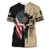 Joycorners United States Veteran U.S Army Helmet/Skull U.S Flag All Over Printed 3D Shirts