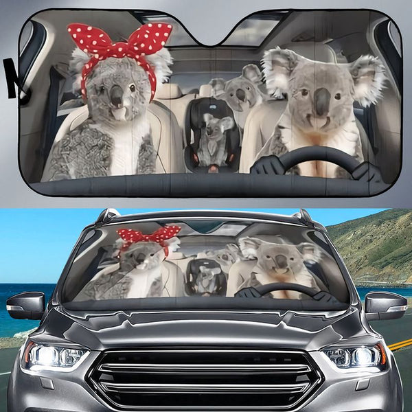 Joycorners Koala Family Couple CAR All Over Printed 3D Sun Shade