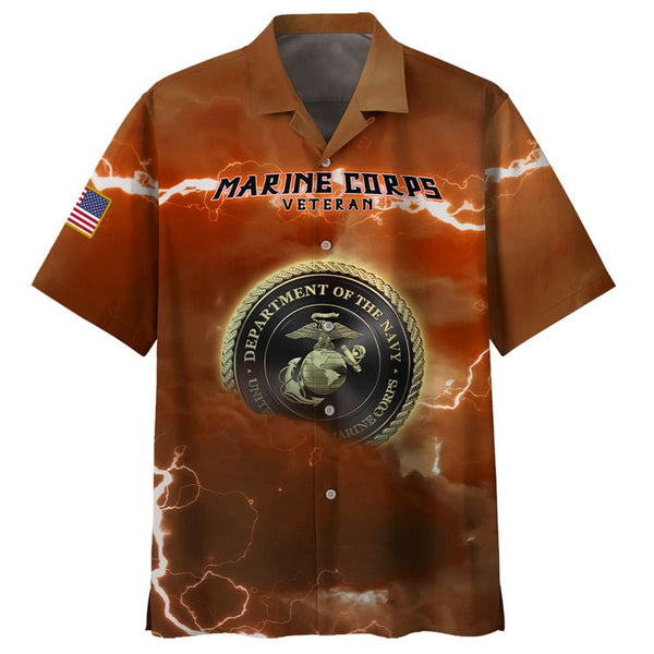 Joycorners U.S.M.C Veteran Department Of The Navy Orange Sky Lighting All Over Printed 3D Shirts