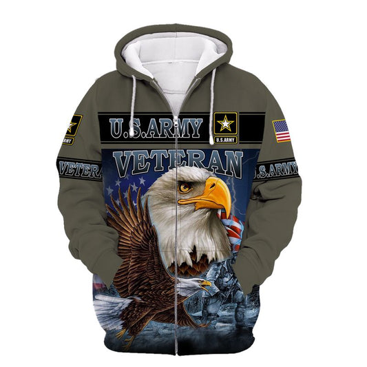 Joycorners United States Veteran U.S Army Soldier On The Beach In Thunder Night Flying Eagle All Over Printed 3D Shirts