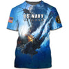 Joycorners United States Veteran U.S Navy Under The Sea Blue All Over Printed 3D Shirts