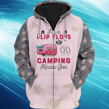 Joycorners Flip Flops Camping Girl All Over Printed 3D Shirts