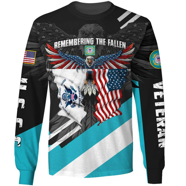 Joycorners U.S.C.G Veteran Eagle Remembering The Fallen All Over Printed 3D Shirts