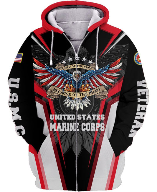 Joycorners U.S.M.C Veteran Land Of The Free Because Of The Brave American Eagle All Over Printed 3D Shirts