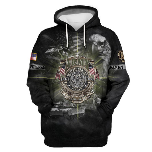 Joycorners United States Veteran U.S Army Eagle Helicopter Tanks Black/White All Over Printed 3D Shirts