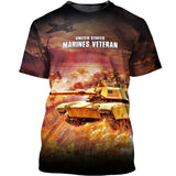 Joycorners United States Marines Veteran Tank On Fire All Over Printed 3D Shirts
