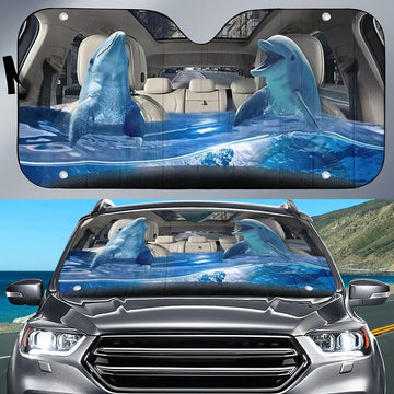 Joycorners Dolphin CAR All Over Printed 3D Sun Shade