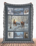 Joycorners Horses in Snow Forest All Over Printed 3D Woven Blanket