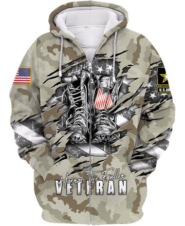 Joycorners United States Veteran U.S Army Boots With U.S Necklace Honor The Fallen All Over Printed 3D Shirts