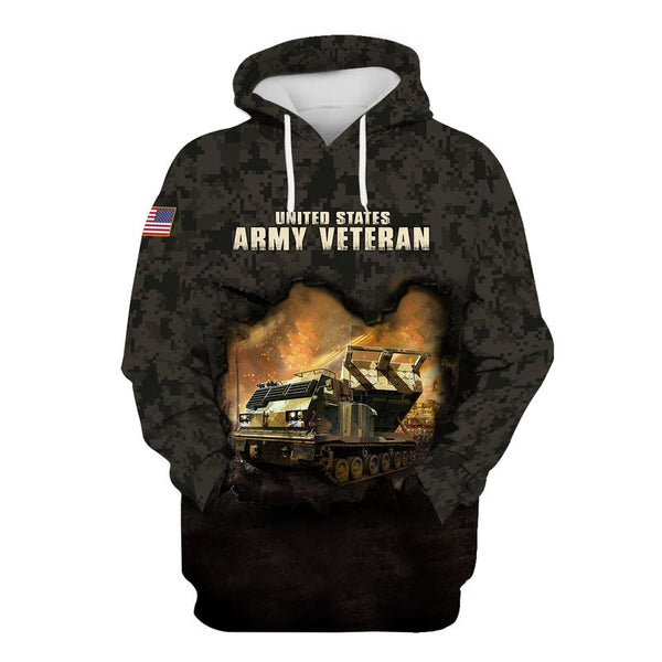 Joycorners United States Veteran U.S Army Tank On The Fire Warfield Dark Gray Camo All Over Printed 3D Shirts