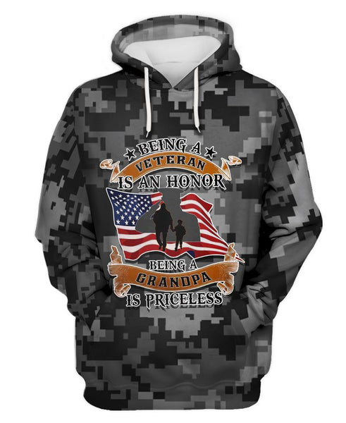Joycorners U.S Being A Veteran Is An Honnor Being A Grandpa Is Priceless All Over Printed 3D Shirts