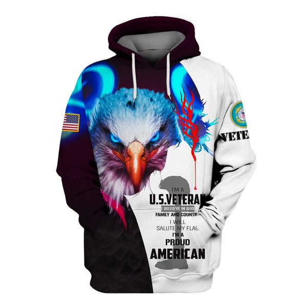 Joycorners U.S Veteran Eagle I Believe In God I'm A Proud American All Over Printed 3D Shirts