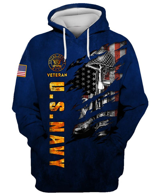 Joycorners United States Veteran U.S Navy Scratching U.S Flag Honor The Fallen Blue All Over Printed 3D Shirts