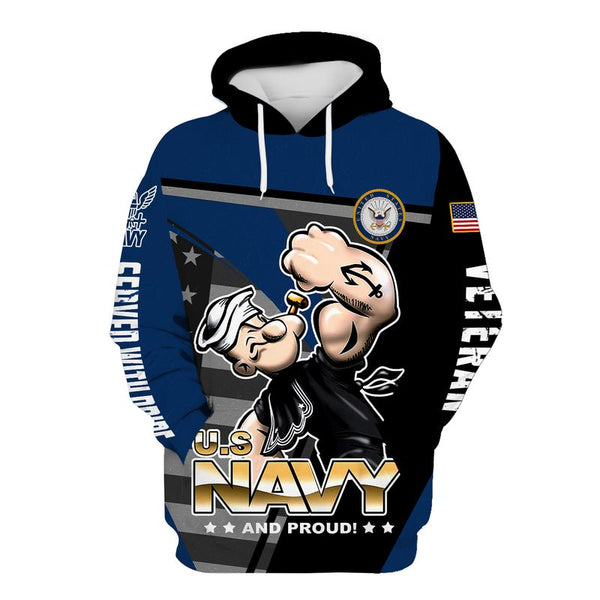 Joycorners United States Veteran U.S Navy Popeye U.S Navy And Proud Over Printed 3D Shirts