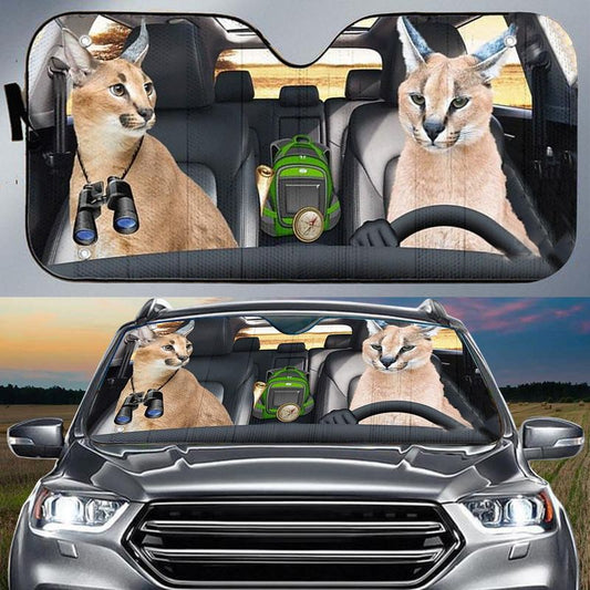 Joycorners Wild cat Couple CAR All Over Printed 3D Sun Shade