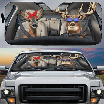 Joycorners Deer Couple CAR All Over Printed 3D Sun Shade