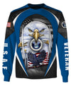 Joycorners U.S.A.F Veteran Eagles U.S Flag Blue 3D All Over Printed Shirts