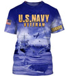 Joycorners United States Veteran U.S Navy On The Sea Blue All Over Printed 3D Shirts
