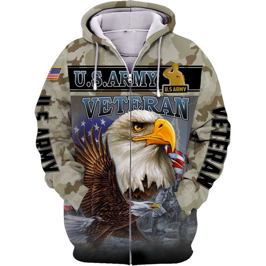 Joycorners United States Veteran U.S Army Soldier On The Beach In Thunder Storm Flying Eagle All Over Printed 3D Shirts