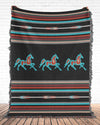 Joycorners Three Horses All Over Printed 3D Woven Blanket