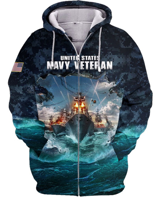 Joycorners United States Veteran U.S Navy Veteran Ships Fighting On The Sea All Over Printed 3D Shirts