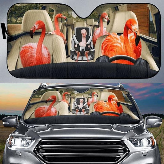 Joycorners Flamingo CAR All Over Printed 3D Sun Shade