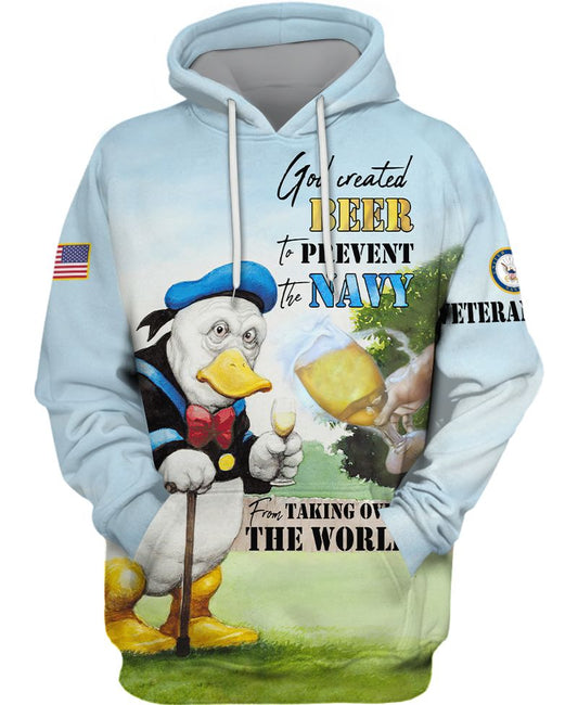 Joycorners United States Veteran U.S Navy Donald Duck Beer All Over Printed 3D Shirts