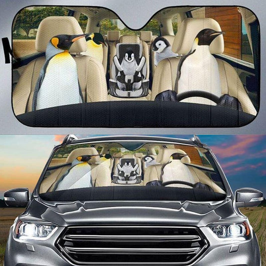 Joycorners Penguins CAR All Over Printed 3D Sun Shade