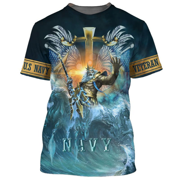 Joycorners United States Veteran U.S Navy Powerful Poseidon On The Sea All Over Printed 3D Shirts