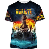 Joycorners United States Marines Veteran Battle Ship On The Night Sea Soldier  All Over Printed 3D Shirts